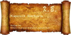 Kupcsik Barbara névjegykártya